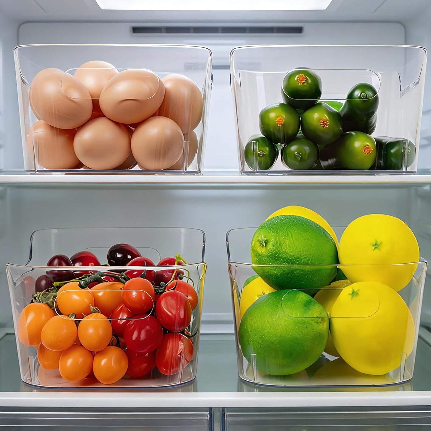 Tiawudi Set of 6 Clear Plastic Storage Bins, 2 Large Stackable Oraganizer with Open Front & Lid, 4 Small Storage Container for Pantry Organization, Multi-Use Organizer Bins for Home, Kitchen, Cabinet