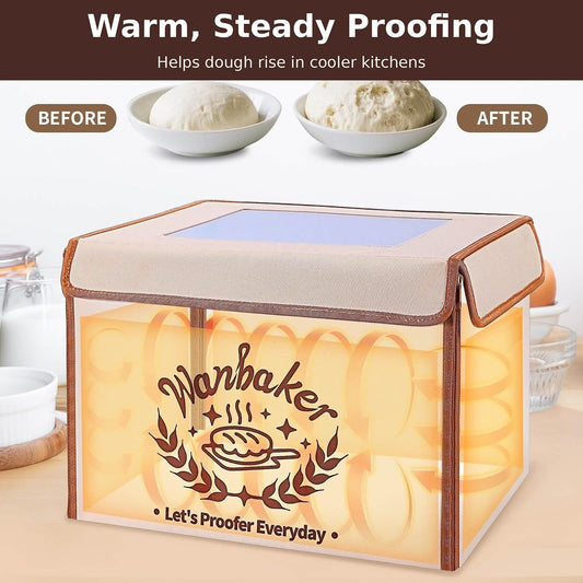 Folding Bread Proofing Box, 68-131F Temp Control 99H Timer, Foldable Dough Proofer for Sourdough Starter Pizza Yogurt Kombucha 6-Layer Insulated Fabric Metal Rack Included