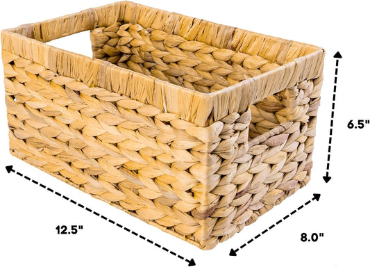 M4DECOR Set of 6 Water Hyacinth Storage Baskets – Wicker Storage Baskets for Shelves, Pantry Baskets for Organizing, Handwoven Wicker Baskets for Storage (6 Packs)