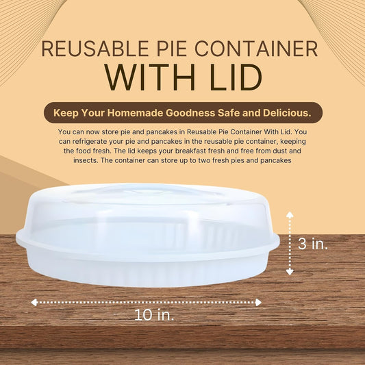 3-Pack Reusable Pie Containers w/Lids 10in x 3in. BPA-Free Plastic Dessert Carriers Storage Transport Party Server Freezer Safe Round Container Pies Quiches Cheesecakes Holiday Gift
