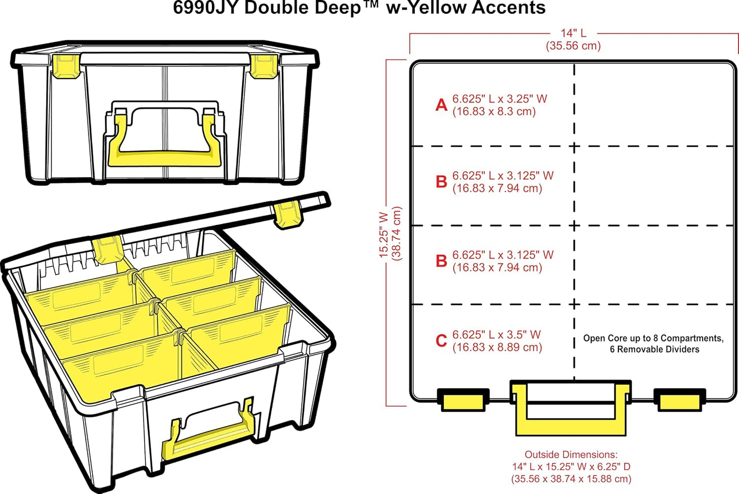 ArtBin 6990SO Super Satchel Double Deep Compartment Box - Art Storage with 8 Removable Compartments, Smart Closure for Craft Supplies (Gold - Pack of 1)