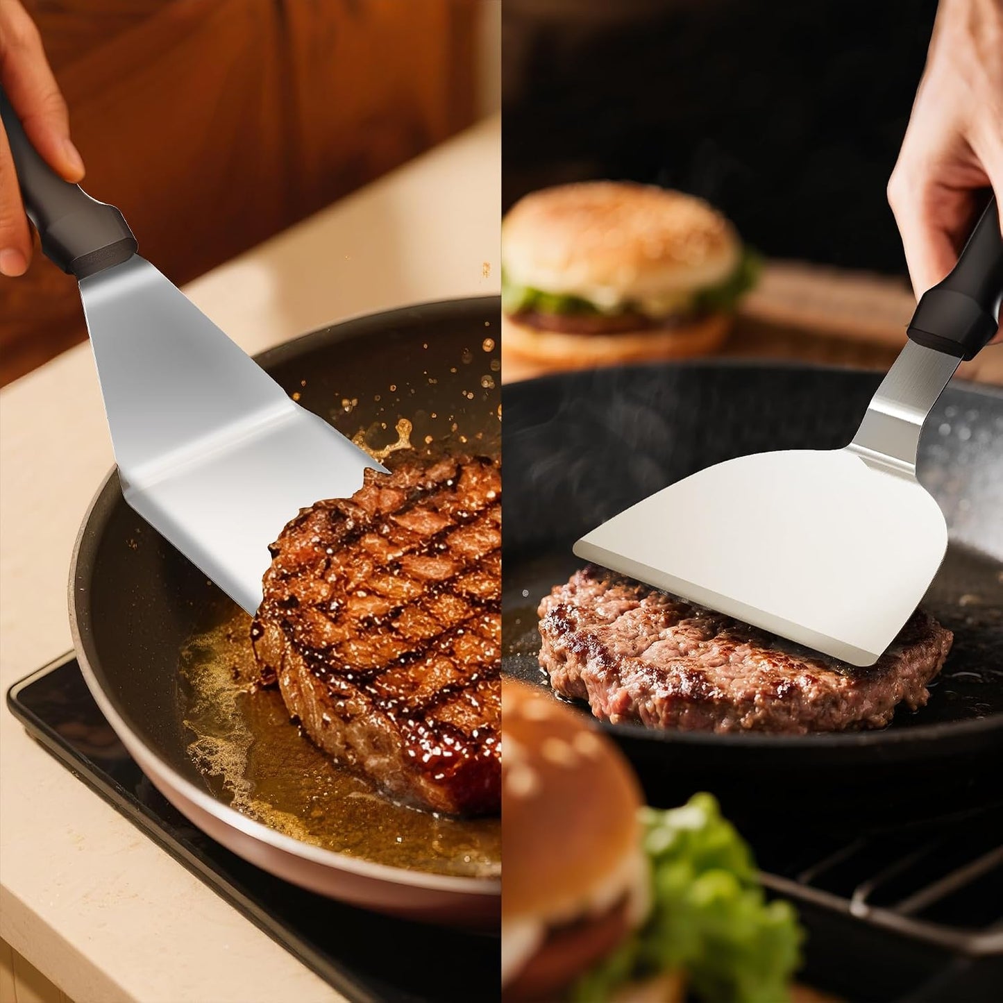 Fish Spatula 18/8 Stainless Steel, Thin Long Flexible 12.5-in Metal Spatula Fish Turner Brushed Kitchen Utensil for Outdoor Grilling Daily Barbeque, Dishwasher Safe