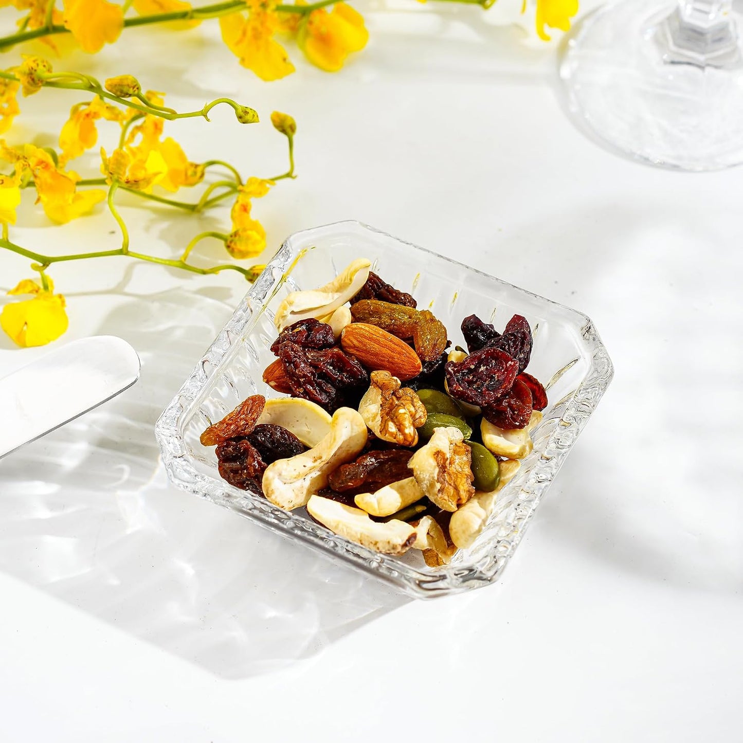 kanpura Mini Glass Bowls, Square Prep Bowl, Dishwasher Safe, Pinch Bowls for Dipping Spices Sauce, Stackable, 1.8 oz, Set of 6, (Clear)