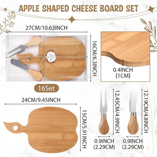 Nuogo 16 Set Wedding Bridal Shower Cheese Board Party Favors Wooden Mini Charcuterie Boards and Knives Set with Thank You Tags Bamboo Board Gifts for Guests Valentine Bridal Birthday Party(Rectangle)
