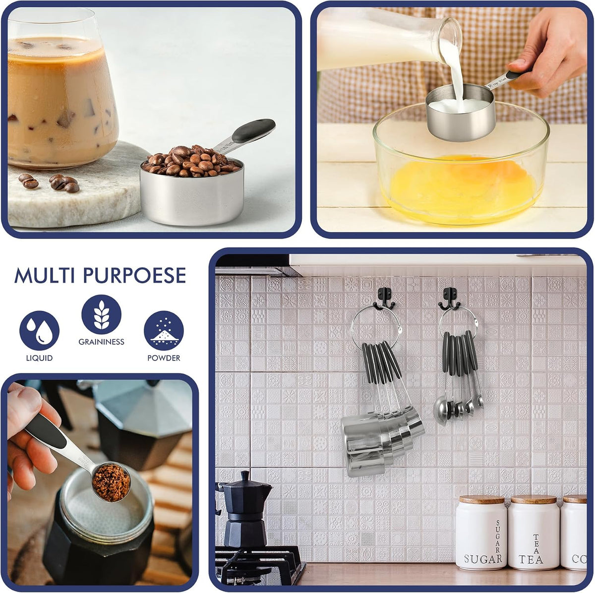 HOTEC 10-Pack Measuring Cups & Spoons Set, Multicolor