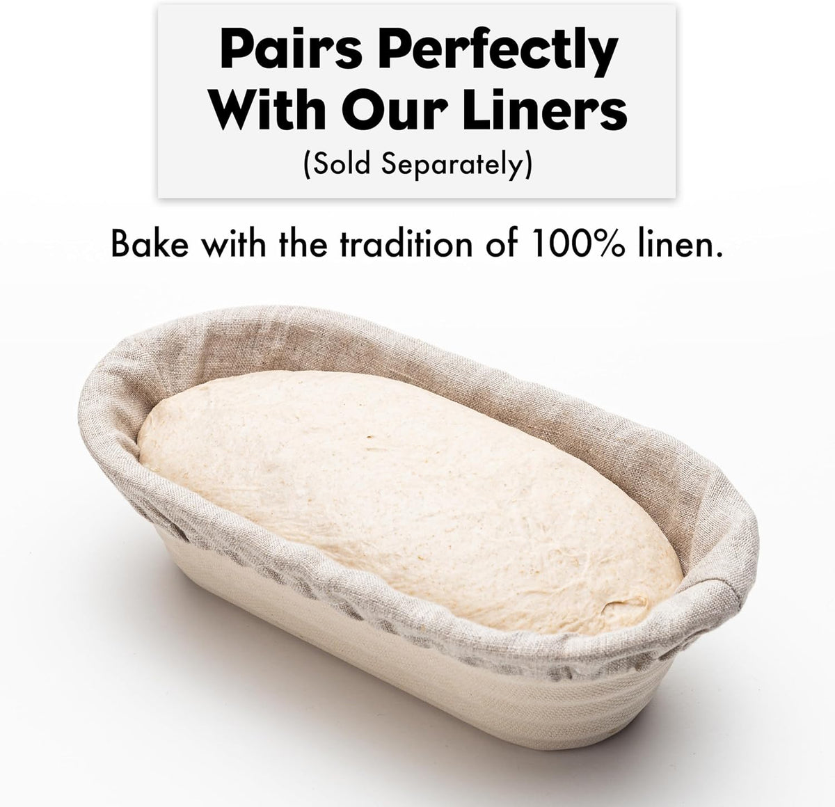 Brod & Taylor Banneton Batard 10” Proofing Basket for Sourdough & Artisan Bread Baking – Stackable, Made From Bamboo & Sugarcane Pulp
