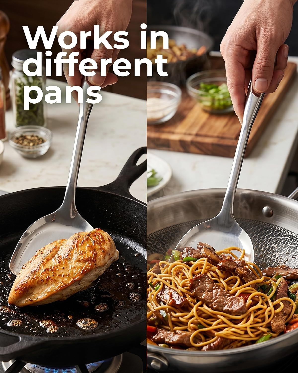 Zulay Kitchen Stainless Steel Serving Spoon - 11.5” Large Cooking & Serving Spoon with Ergonomic Handle - Durable, Rust-Resistant & Dishwasher Safe Kitchen Utensil for Cooking and Buffets