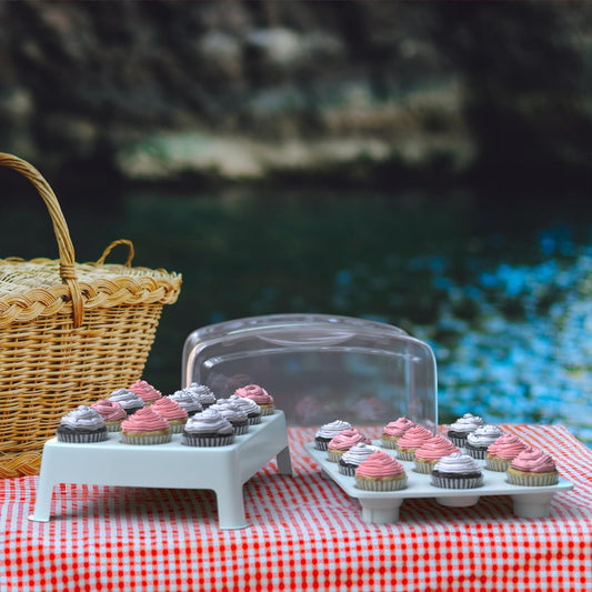 Top Shelf Elements MINI Cupcake Box. NOT For Standard Size Cupcakes. Fashionable Green Carrier Holds 24 MINI-Size Cupcakes, Cupcake Traveler,