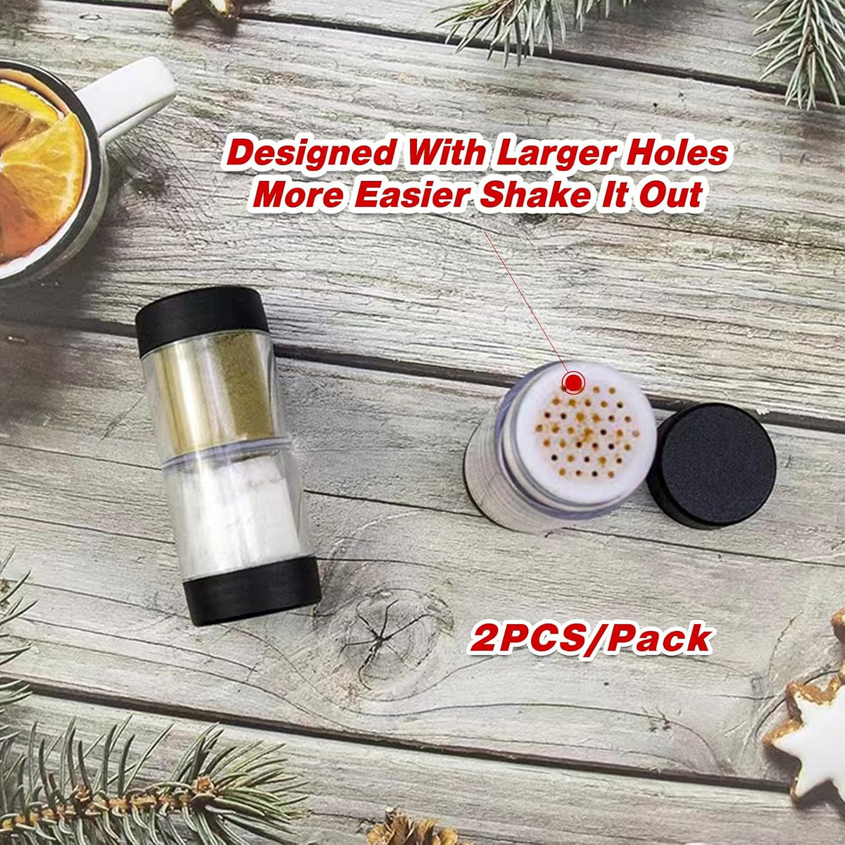 Sunmei Salt and Pepper Shakers Moisture Proof Set, 2-in-1 Portable Spice Shaker with Airtight Lid, Perfect for Camping Kitchen, Travel, Car Camping, RV, Outdoors, Backpack, BBQ Picnic, Lunch Boxes