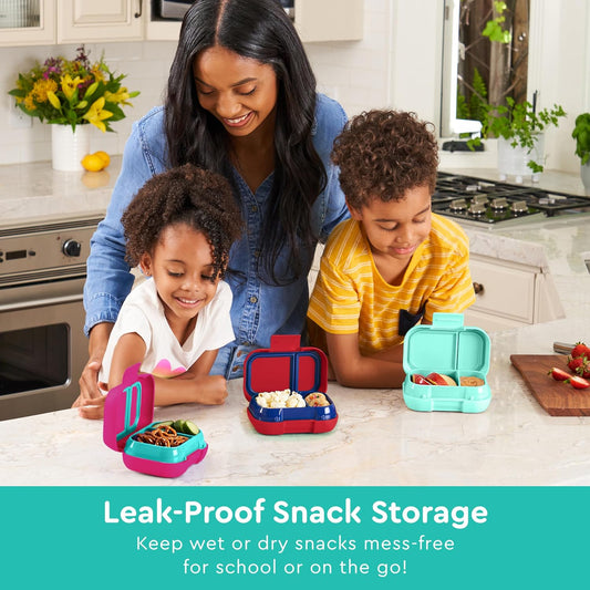 Bentgo Kids Snack - 2 Compartment Leak-Proof Bento Box Container for Snacks and Small Meals, Easy-Open Latch, Dishwasher Safe, BPA-Free for School, Daycare, & Sports - Ideal for Ages 3+ (Gray)