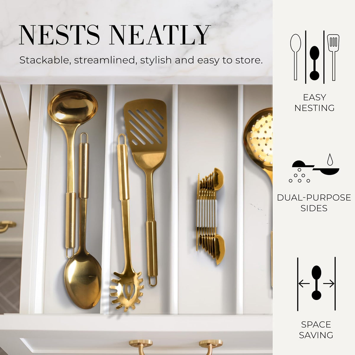 Styled Settings Stainless Steel Magnetic Measuring Spoons Set, 8-Piece