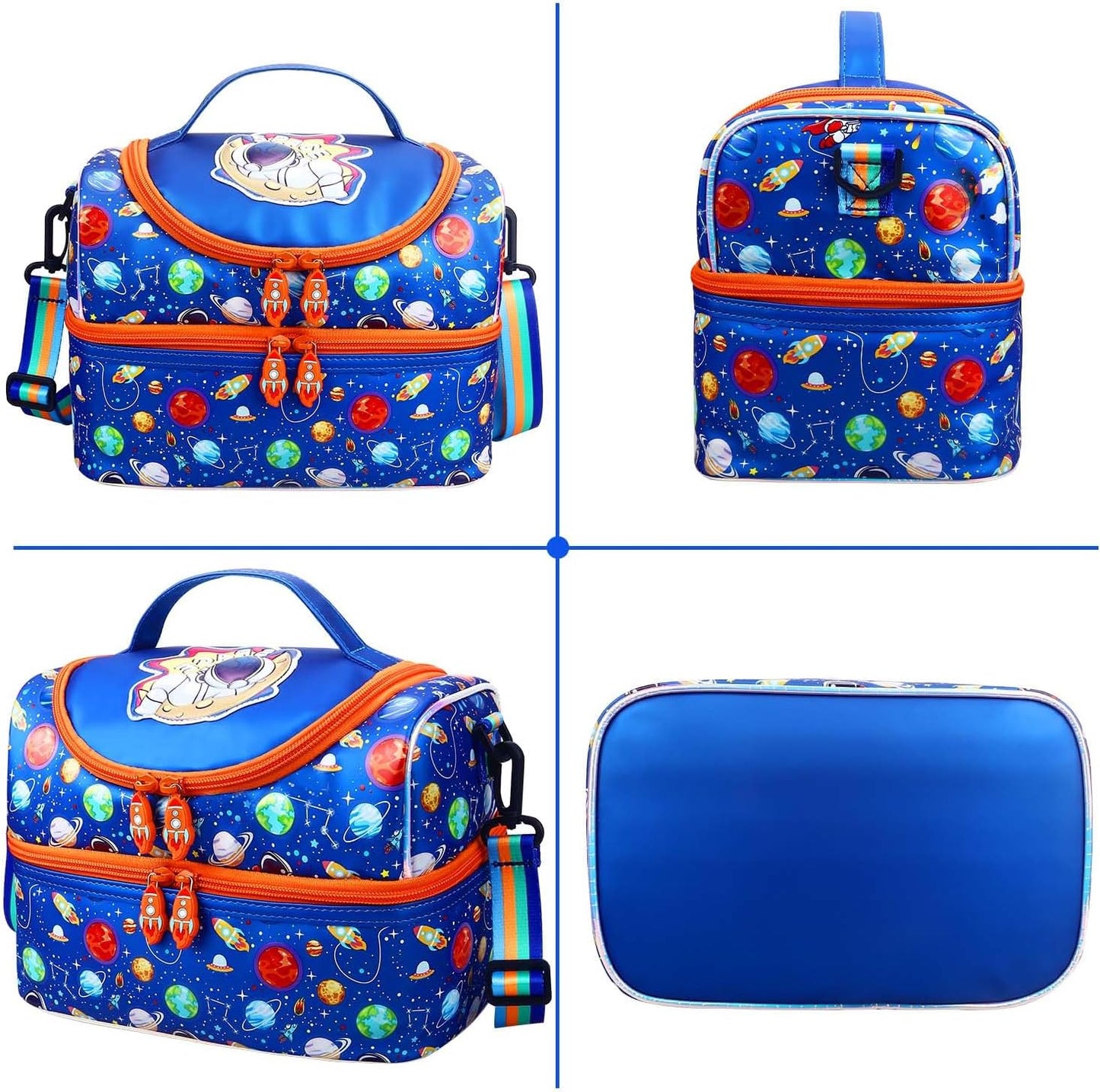 RHCPFOVR Kids Lunch Bag - Double - Decker Cooler Insulated Lunch Box for Boys Girls,Washable Lunch Bag with Strap and Reusable Toddler Lunchbox for School and Daycare