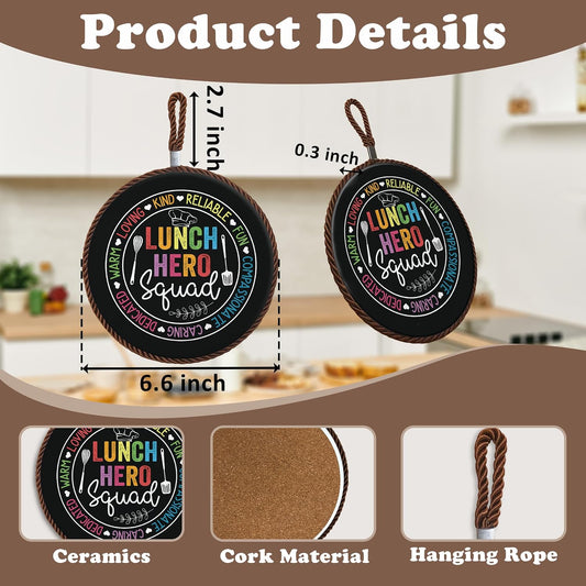 Lunch Hero Appreciation Gifts Ceramic Trivets for Hot Dishes