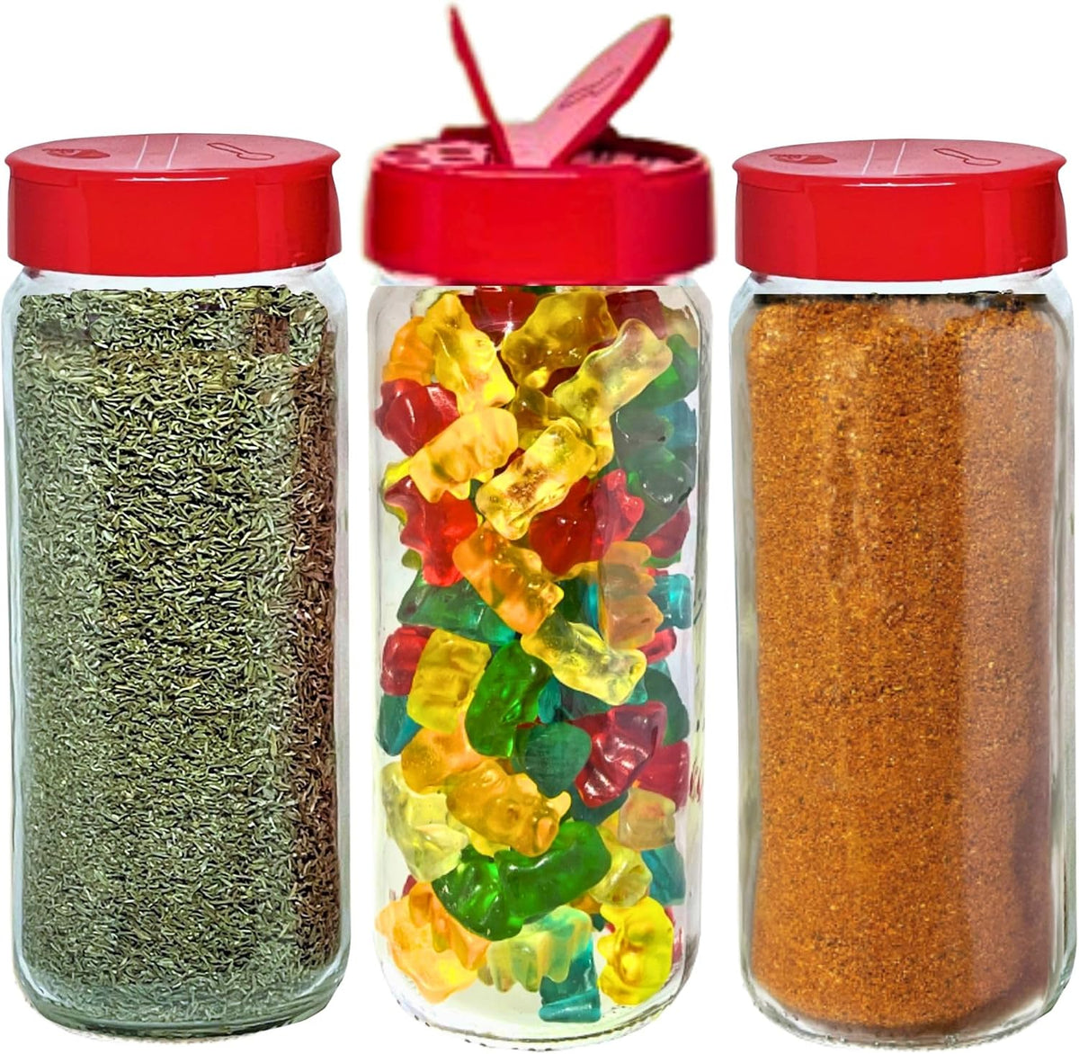 JARMING COLLECTIONS 16oz Glass Spice Shakers with Lids – Large Seasoning Containers with Shaker Tops for Kitchen, Pantry & Herb Storage