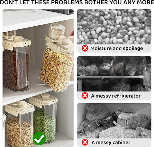 Air Tight Cereal Container Organizer-2PC 98.5oz Food Storage Container with Outlet Measuring Cup Lid, Ideal for Dry Food, Rice, Sugar, Pet Food dispenser - BPA free(Green)