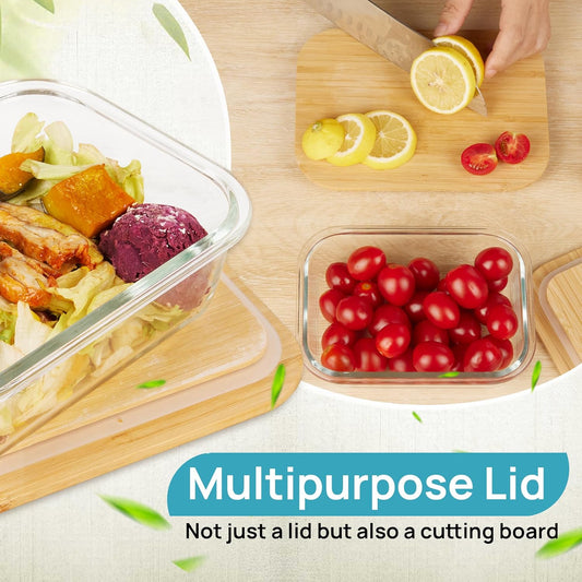 Vtopmart 5 Pack 35oz Glass Containers with Bamboo Lids, Meal Prep Food Storage Containers, BPA Free, Microwave & Dishwasher Safe