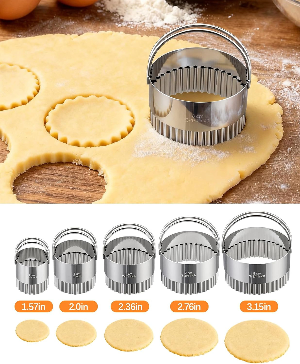 Biscuit Cutter Set with Handle, 5pcs Cookie Cutters