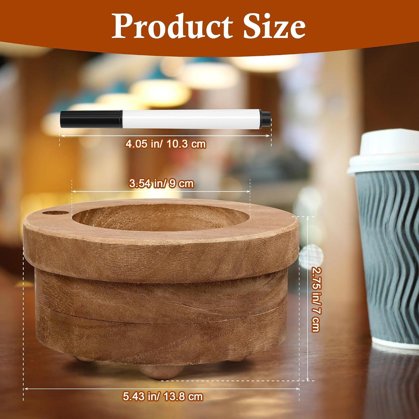 Wooden Cup Holder with Marker Slot, Wood Disposable Party Cup Dispenser for Mark Drink Party Decoration