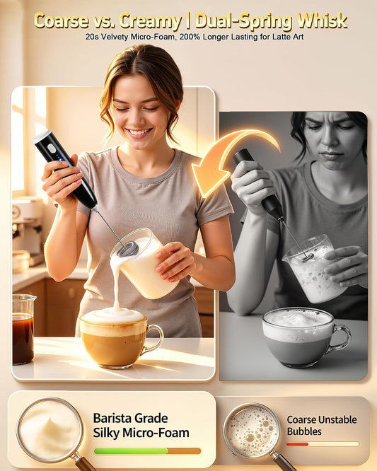 Milk Frother Handheld,Portable Electric Drink Mixer&Wand,Egg Whisk-Black