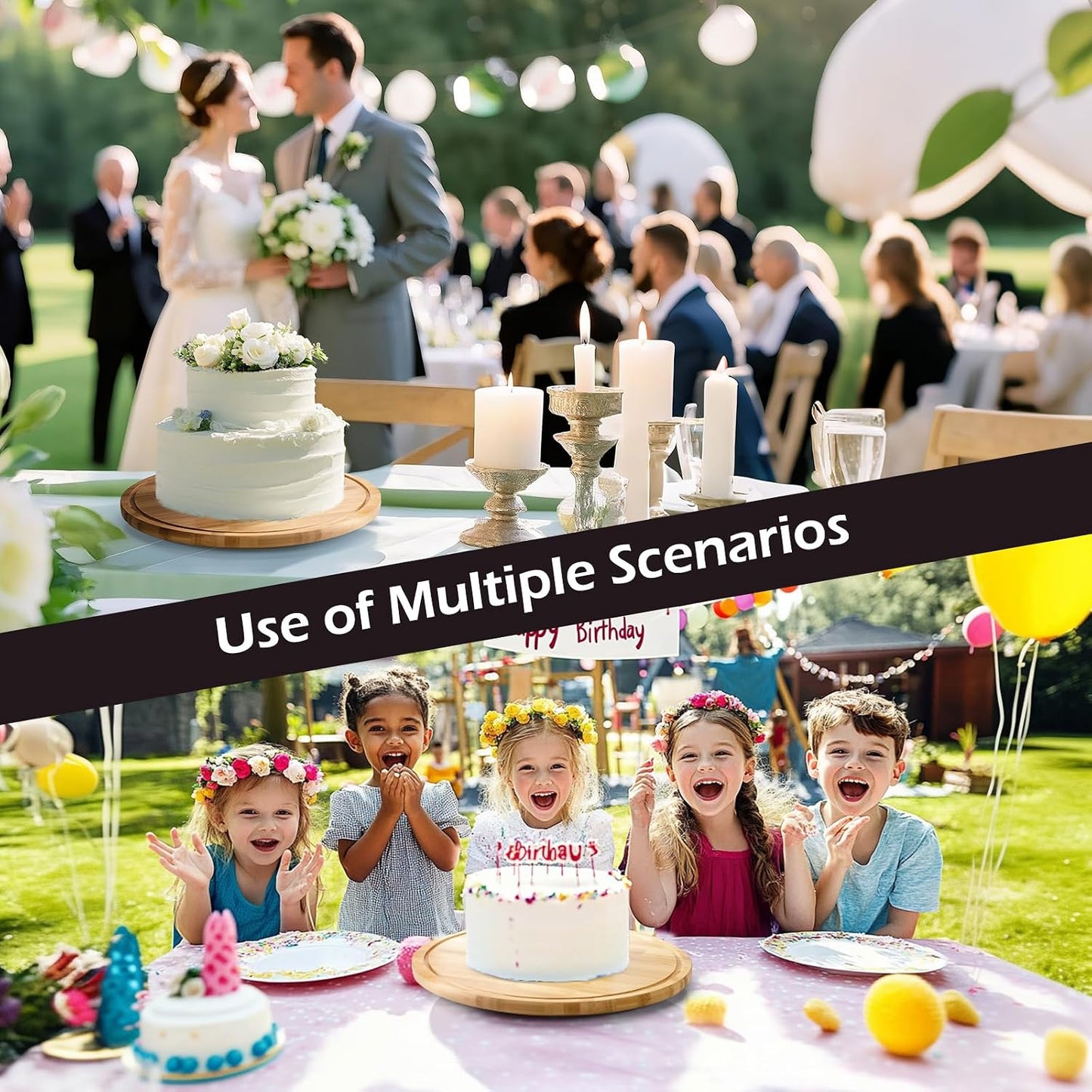 MASTERTOP Cake Stand with Dome Lid - 360° Rotation Cake Stand, 12in Round Cake Holder, 2-in-1 Dessert Table Display Set for Wedding/Birthday/Kitchen/Party
