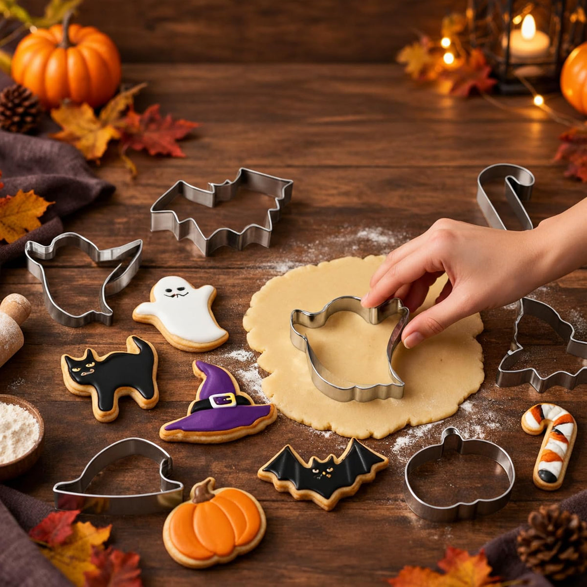 Layhit 15 Pcs Fall Holiday Cookie Cutters Set, Halloween Thanksgiving