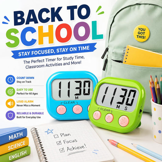 ZILLEEN Digital Kitchen Classroom Timers for Kids Cooking MulticolorA