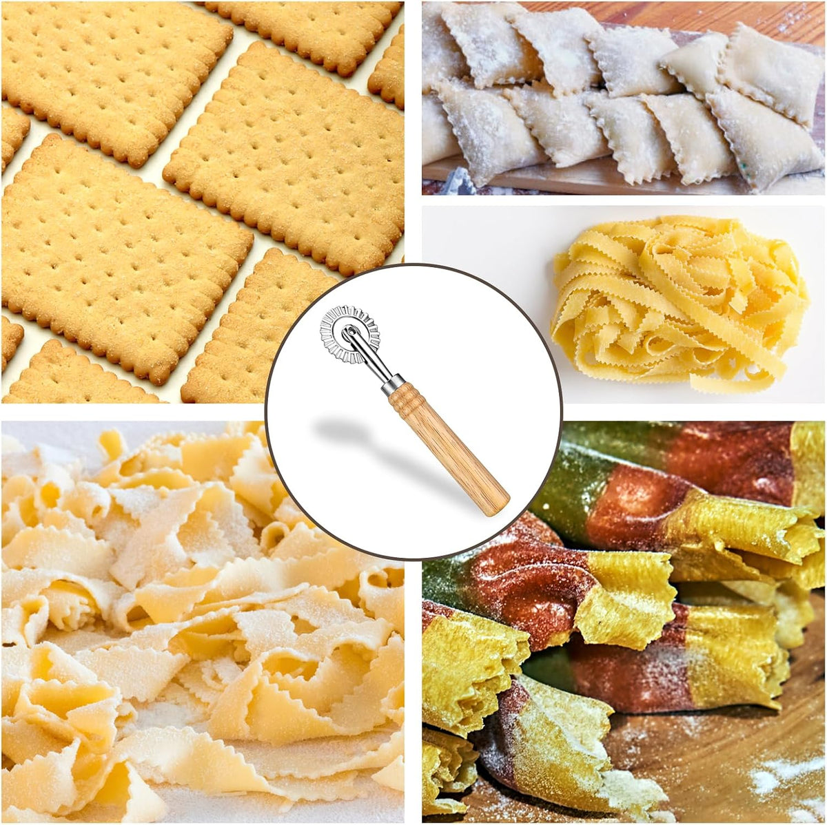WLLHYF Pasta Cutter Wheel, Ravioli Cutter Wheel with Roller Zinc Alloy