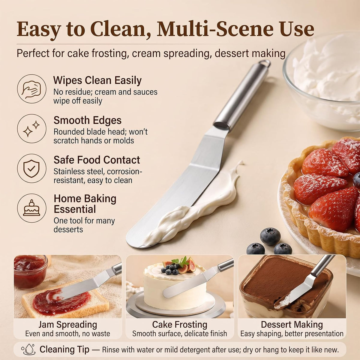 Offset Spatula Set, 6 & 8 Inch Stainless Steel Cake Decorating Tools