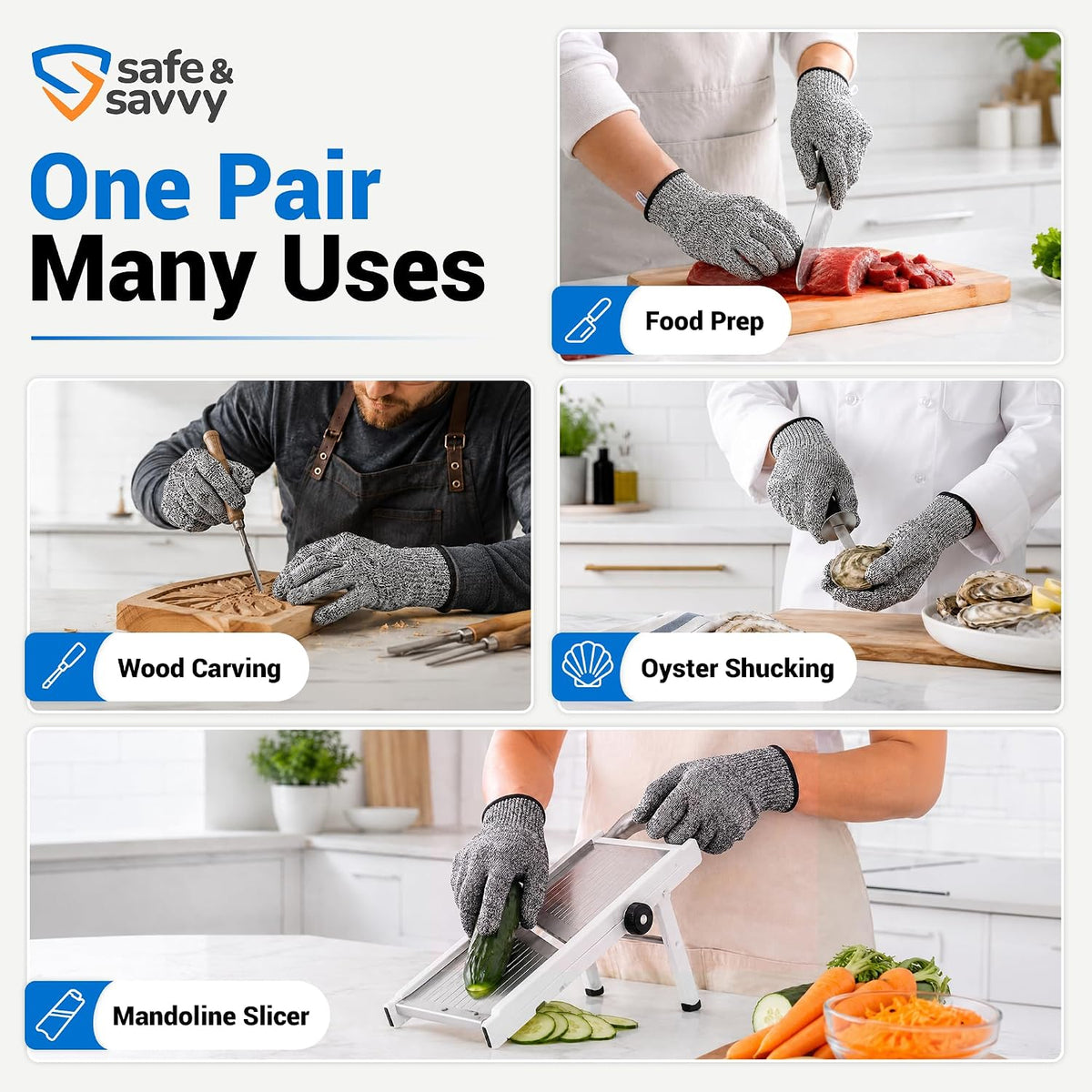 A5 Cut Resistant Gloves, Food Grade Kitchen Safety Gloves