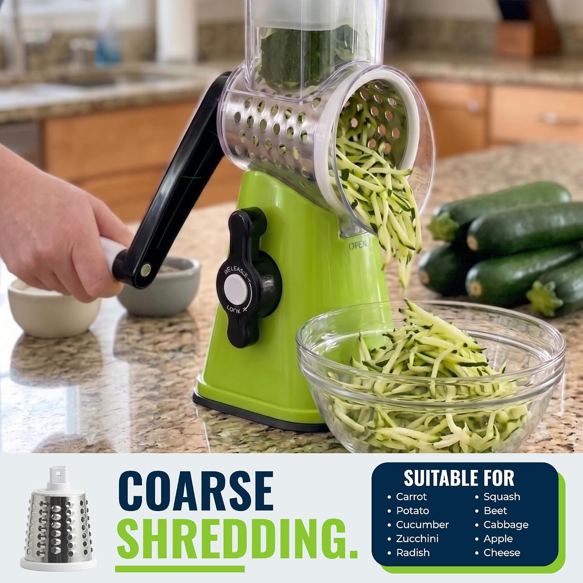 2-in-1 Heavy Duty Vegetable Spiralizer & Rotary Cheese Grater Bundle