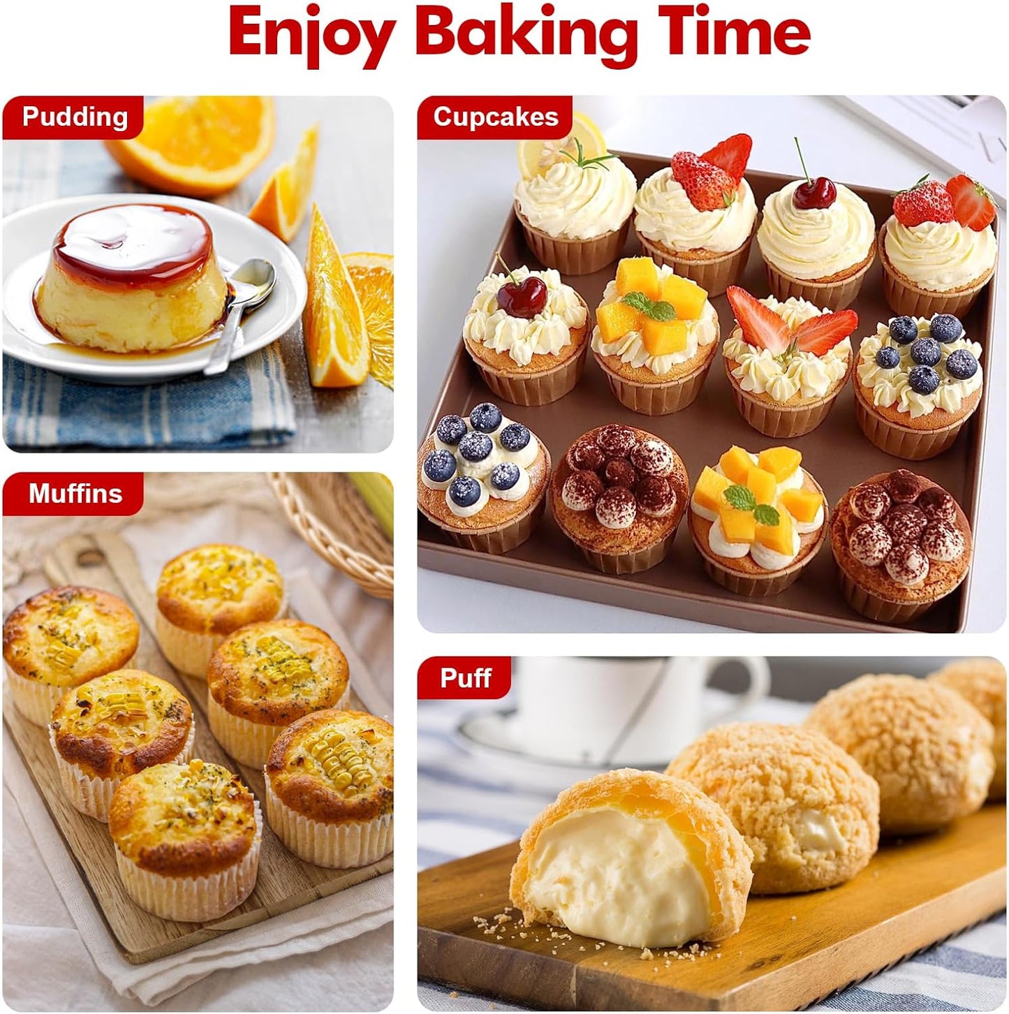 RAYBIN 2 Pack Silicone Muffin Pans for Baking with Metal Frame,Nonstick 6 Cup Silicone Cupcake Pans Egg Molds, Muffin Tins Easy to Pop Egg Baking Pan for Oven,BPA Free