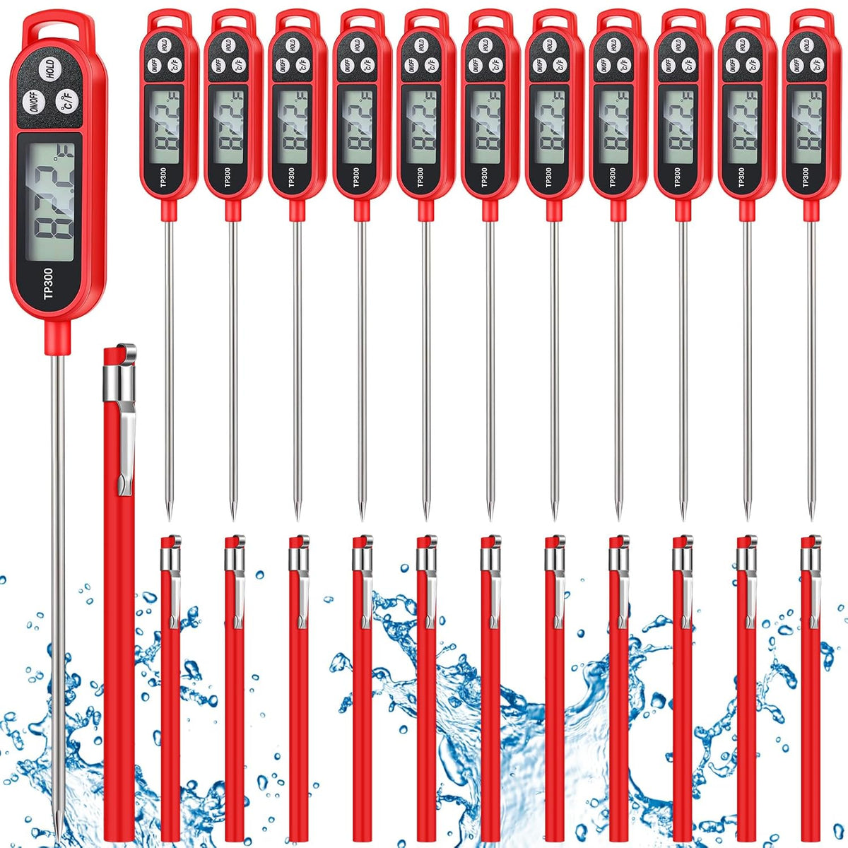 Copkim Food Thermometer Instant Read Probe BBQ,Red
