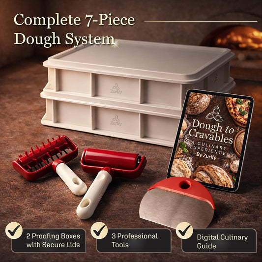 Pizza Dough Proofing Container 2-Pack, Stackable Box & Tray with Lids