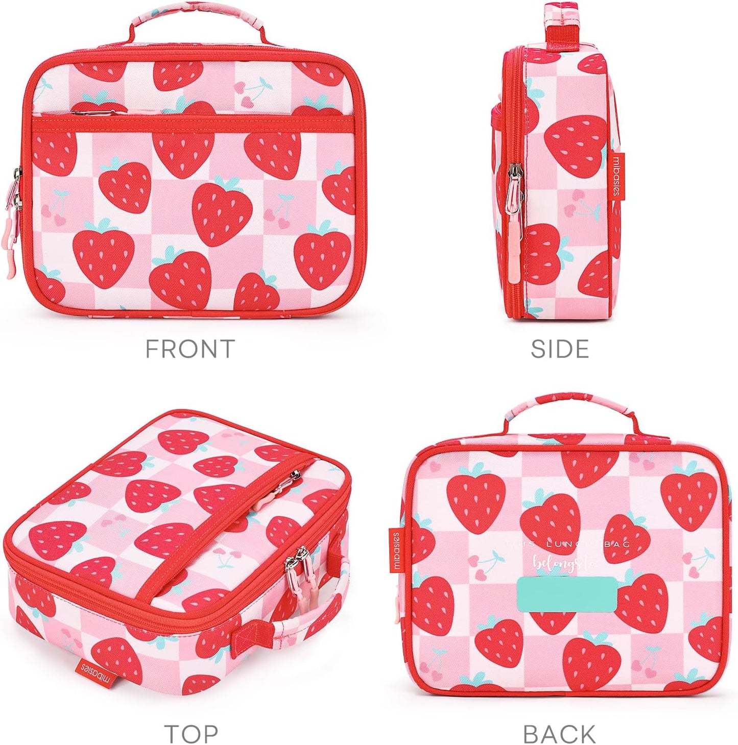 mibasies Kids Lunch Box for Girls Toddler, Insulated and Reusable Lunch Bag for School, Pink Rainbow