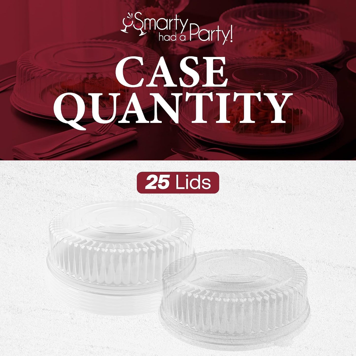 Smarty Had A Party 12 Inch Black Round Plastic Serving Tray – Heavy-Duty Party Platters & Catering Trays, Reusable or Disposable Plastic Trays for Serving Food, Elegant Party Tray Set of 25