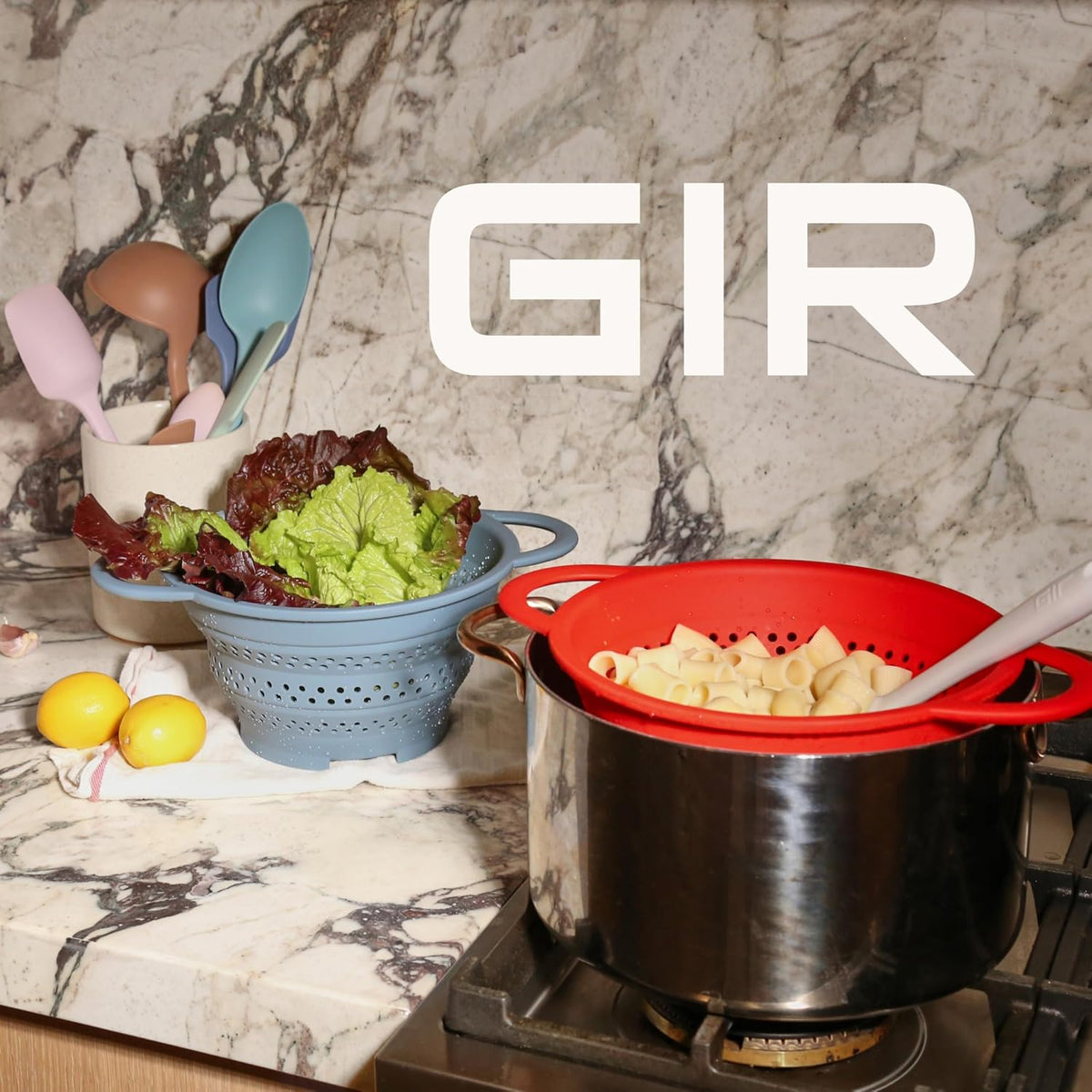 GIR Collapsible Colander, Silicone Strainer & Steamer, BPA-Free – Slate