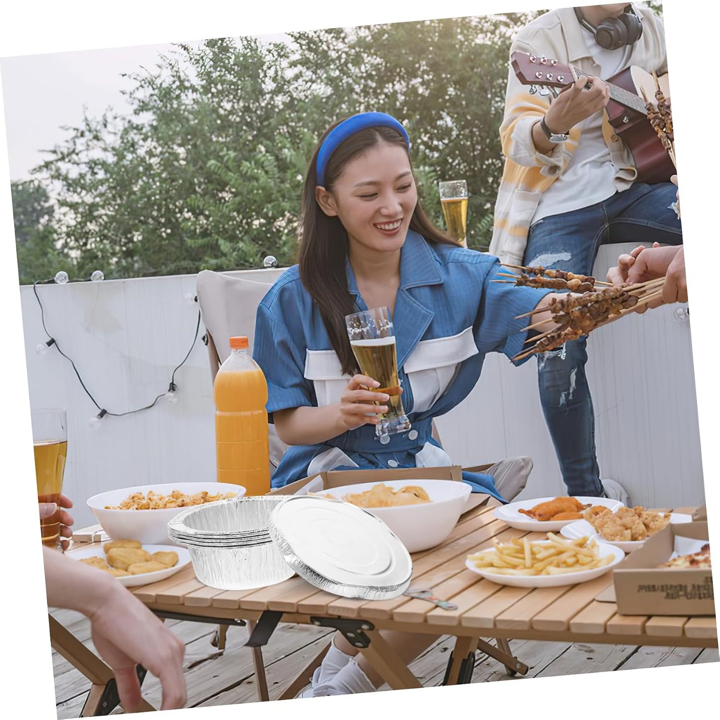 5Pcs Disposable Aluminum Foil Pans with Lids Leakproof Baking Trays for Cooking Roasting and Food Storage for Outdoor Picnics and Meal Prep