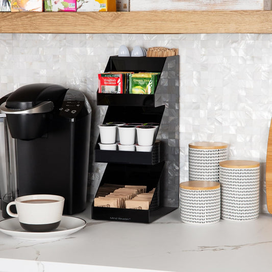 Mind Reader Cup and Lid Dispenser, Countertop Org, Coffee Bar, Beverage Cup, Kitchen, Breakroom, Black