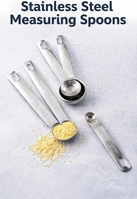 4-Piece Stainless Steel Kitchen Measuring Spoon Set by Viking | Professional Grade