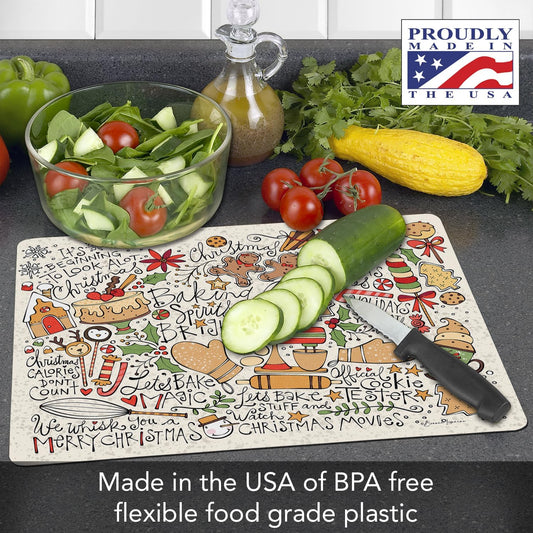 Cut N' Funnel Eat Fresh Designer Flexible Cutting Board Mat 15" x 11.5" Made in the USA Decorative Flexible Easy to Clean