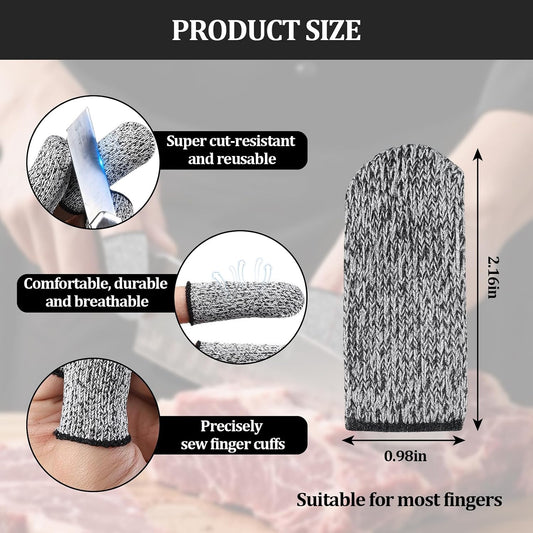 Cut Resistant Finger Cots, Reusable Finger Guards, Durable Non Slip Thumb Protector Sleeve, Breathable Fingertip Covers for Kitchen, Work, Sculpture