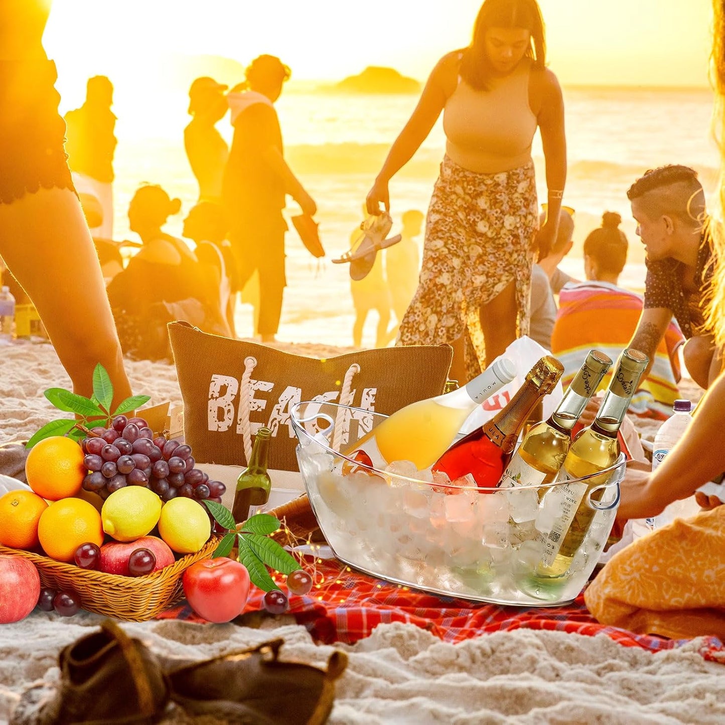 Ice Bucket for Parties 5.5L - Clear Acrylic Champagne Bucket with Scoop, Large Beverage Tub for Cocktail Bar, Wine, Beer, Soda & Drinks