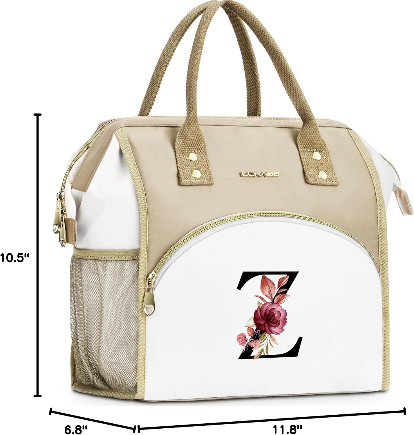Initial Lunch Bag Women, Cooler Insulated Lunch Bag for Girls, Large Adult Leakproof Lunch Box for Picnic Work, Personalized Tote Bag, Birthday Gifts/Mothers Day Gifts, Letter K.