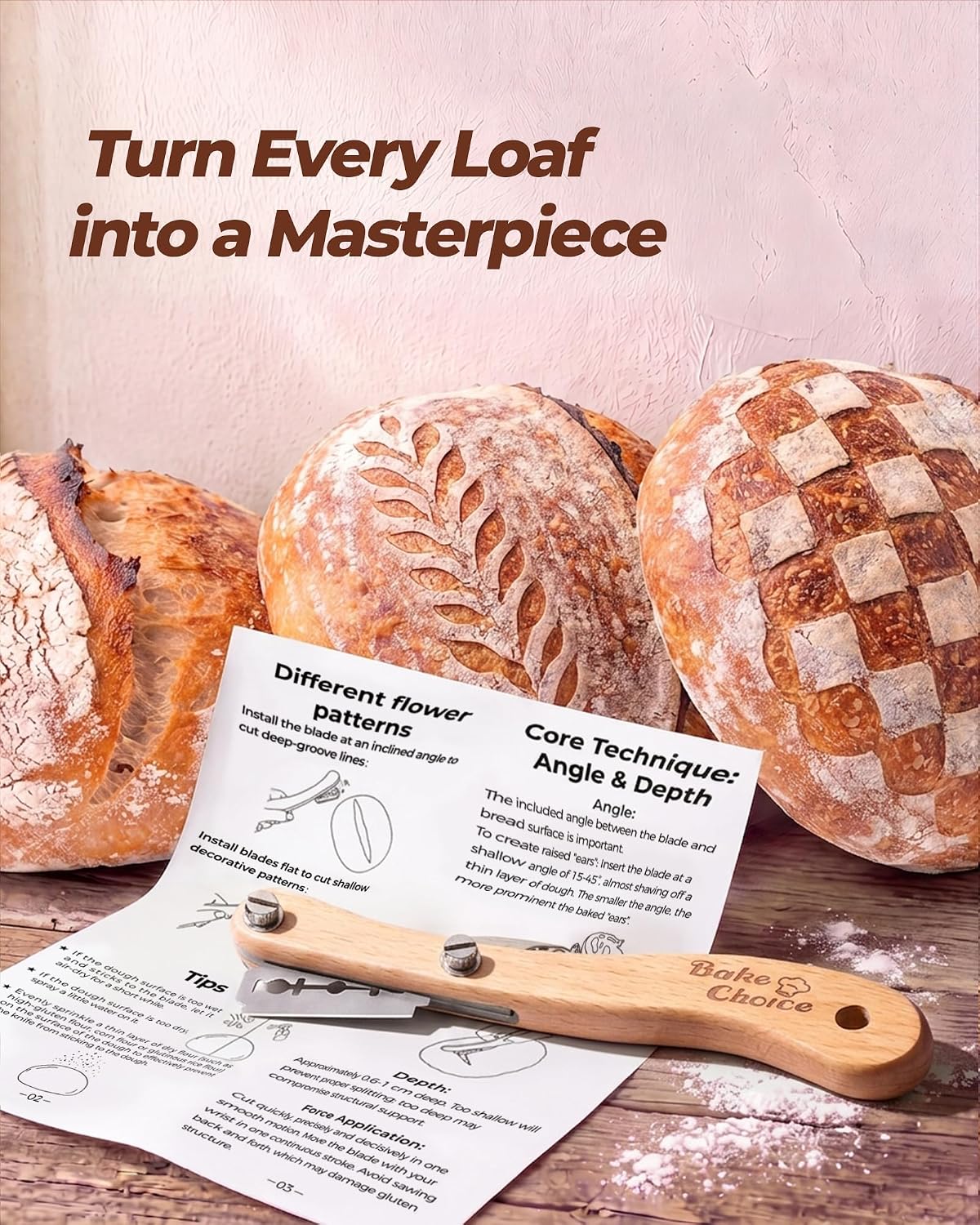 Bake Choice Bread Lame, Sourdough Scoring Tool with Ergonomic Wooden Handle