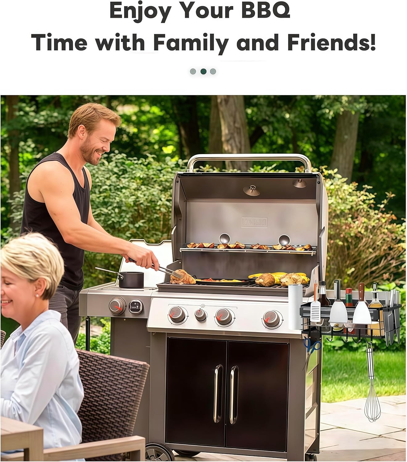 Griddle Caddy for Blackstone 17"/22"/28"/36"/, Blackstone Caddy with Squeeze Bottle, Upgraded 6-in-1 Grill Storage Organizer with Cup & Paper Towel Holder, Outdoor BBQ Grill Accessories