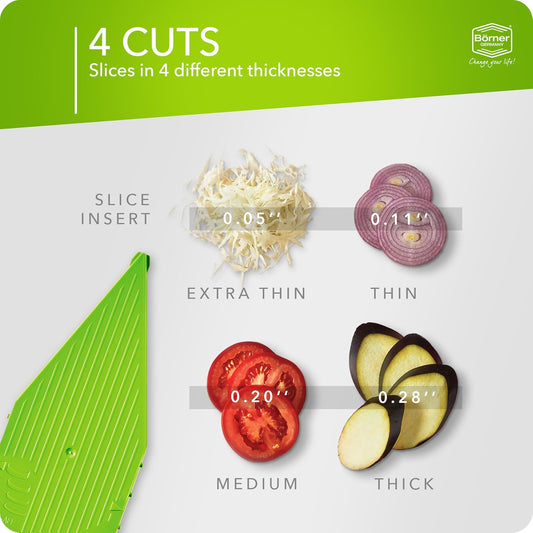 Mandoline Food Slicer Börner V5 (Basic Set) by Reston Lloyd • V-Slicer with Food Holder • Made in Germany • Fruit & Vegetable Chopper • Multiple Settings • Color: Orange