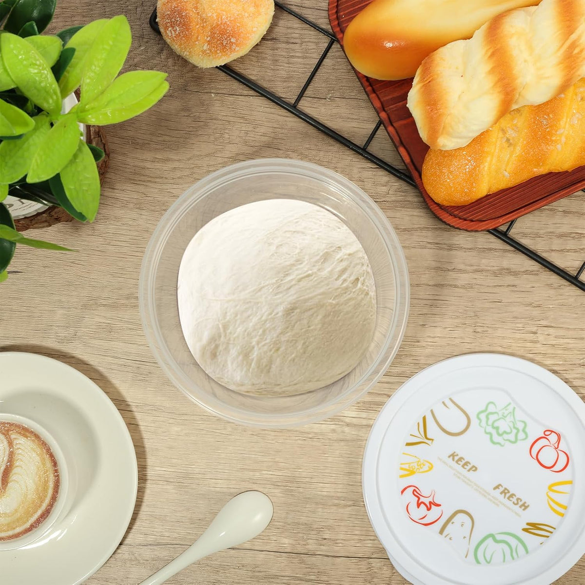 Rainmae 12pcs Pizza Dough Proofing Box with Lids, 1100ML Stackable Dough Proofing Container Pizza Making Accessories for Family Size Dough