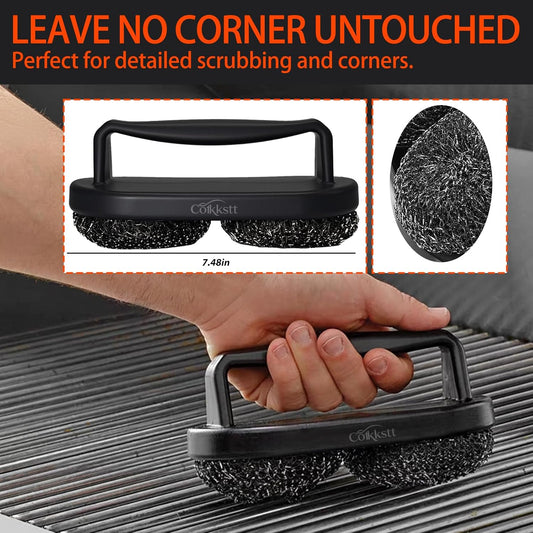 3 Pack Grill Brush for Outdoor Grill Set,Cleaning Kit Tools Heavy Duty Stainless Steel Scraper Scrubber Hand Crank Air Blower Fan Gas Charcoal Smoker Grates Camping BBQ Accessories