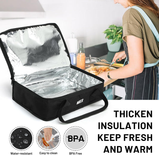 MIER Insulated Casserole Carrier for Hot or Cold Food Thermal Food Carrier Bag for Lasagna Potluck Parties Picnic Cookouts, Fits 9"x13" Baking Dish/Foil Pan, Red