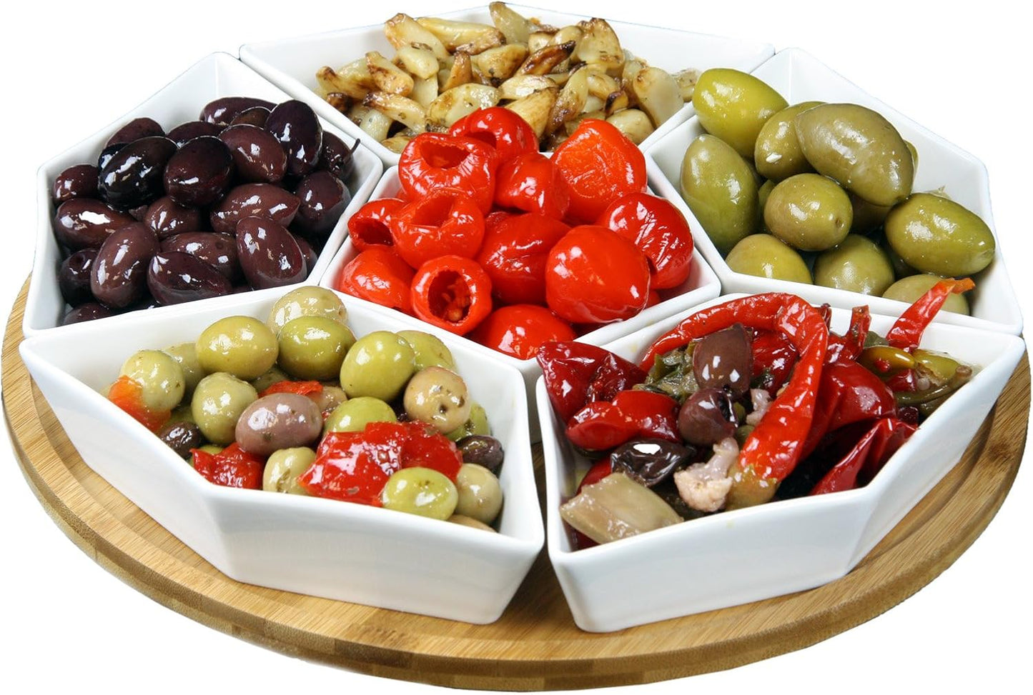 Elama Signature 12 1/4 Inch 6pc Lazy Susan Appetizer and Condiment Server Set